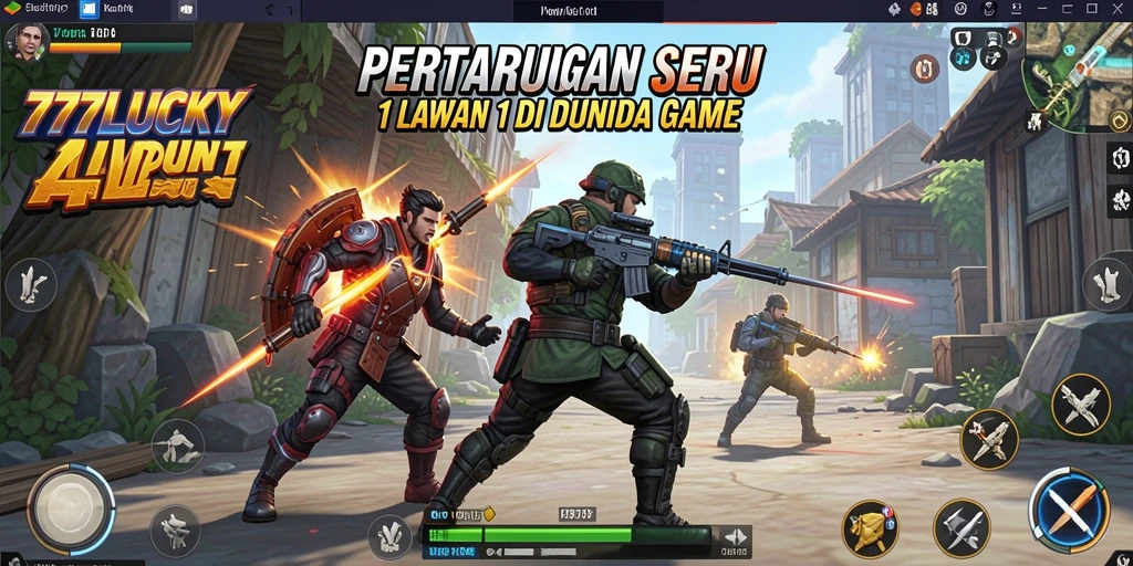 Antarmuka pertarungan 1 lawan 1 yang menarik dan dinamis.