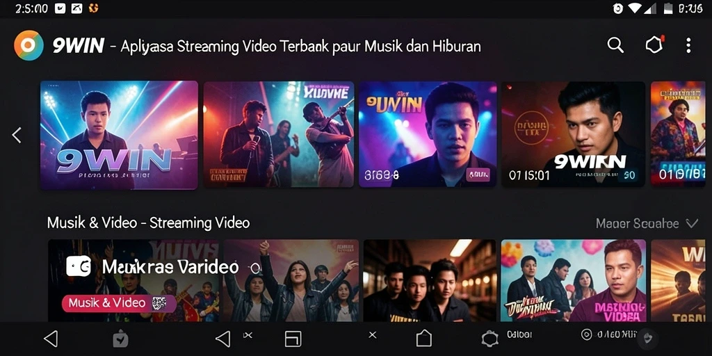 Antarmuka aplikasi 9WIN menampilkan berbagai pilihan video streaming yang menarik.