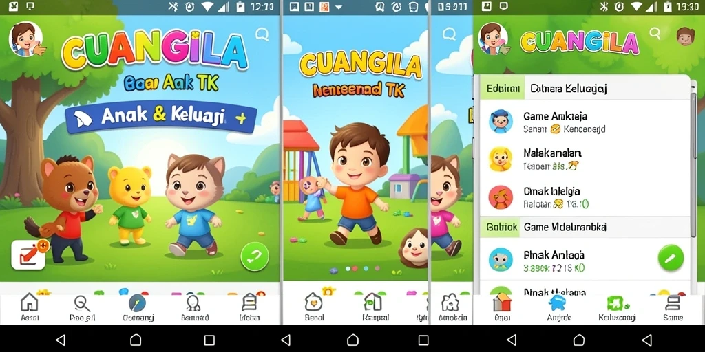 Tampilan antarmuka CUANGILA yang ceria untuk anak-anak.