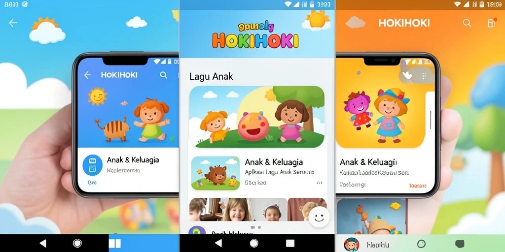 Tampilan antarmuka aplikasi HOKIHOKI yang ceria dan ramah anak.