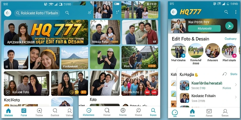 Tampilan antarmuka aplikasi HQ777 untuk kolase foto yang menarik.