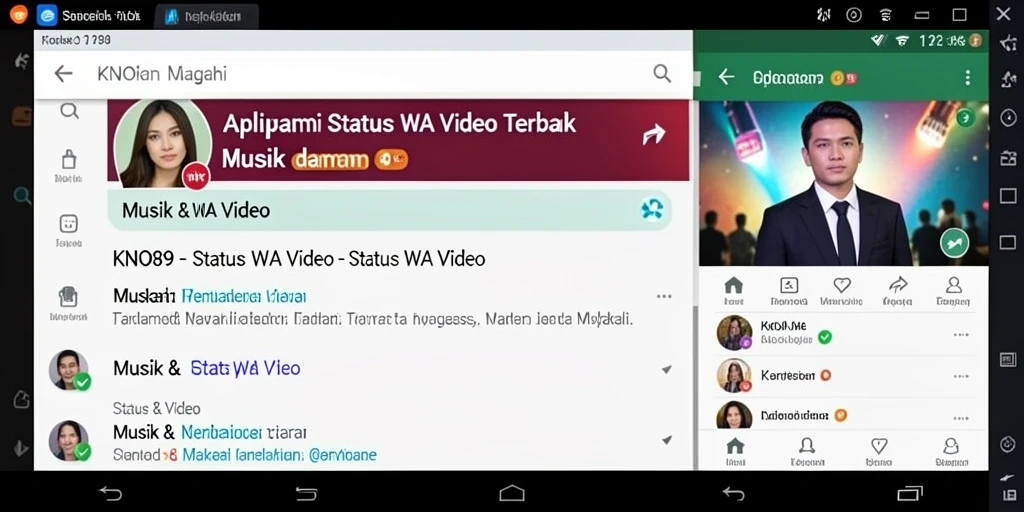 Tampilan antarmuka aplikasi KNO89 yang menarik untuk Status WA Video.