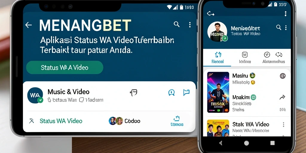 Antarmuka aplikasi MENANGBET menampilkan koleksi video Status WA yang menarik.